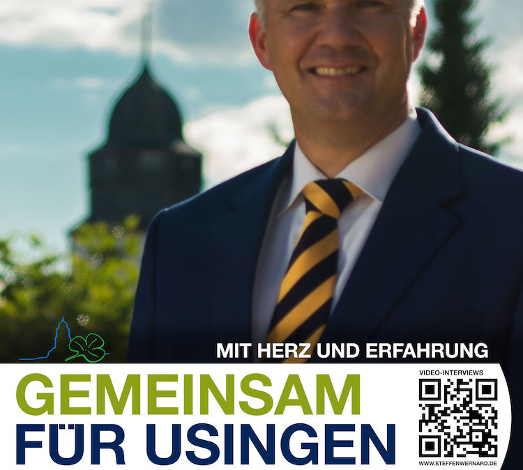 Usingen wählt Steffen-Wernard. Bürgermeister Wahlplakat. Variante-Hochkant-03