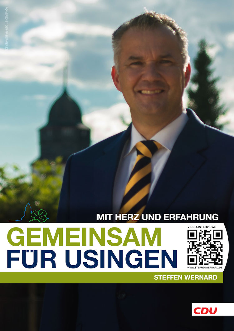 Usingen wählt Steffen-Wernard. Bürgermeister Wahlplakat. Variante-Hochkant-03