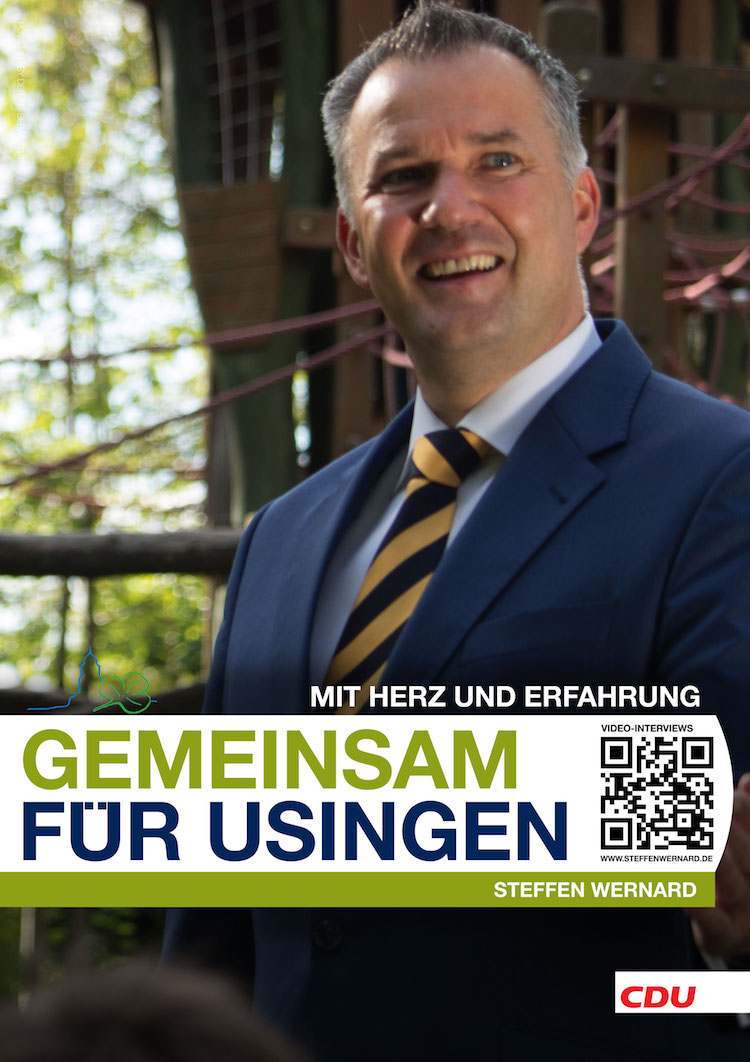 Usingen wählt Steffen-Wernard. Bürgermeister Wahlplakat. Variante-Hochkant-04